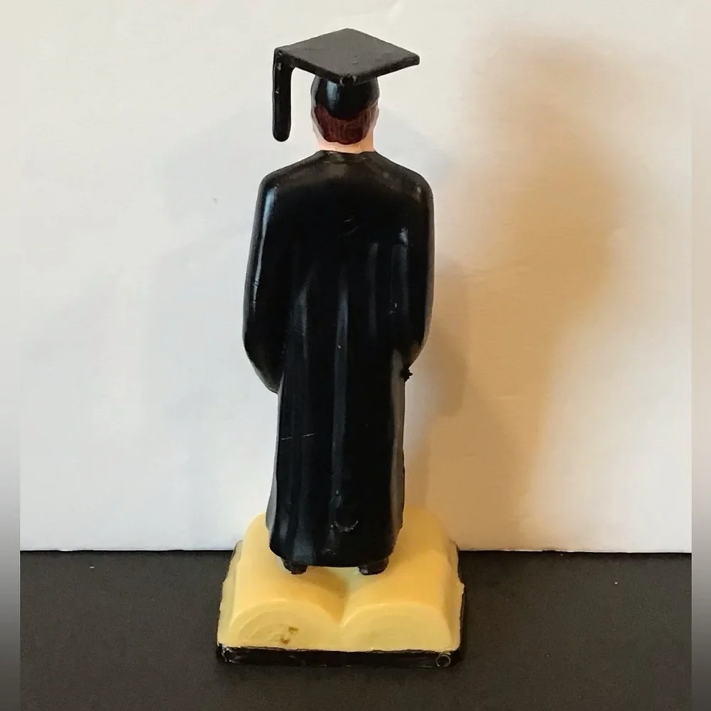 Vintage Graduation Caketopper Figurine in Black Gown